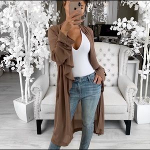 EkAttire Sheer Trench Cardigan